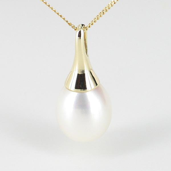 Large Drop Pearl Pendant Necklace On 9K Yellow Gold