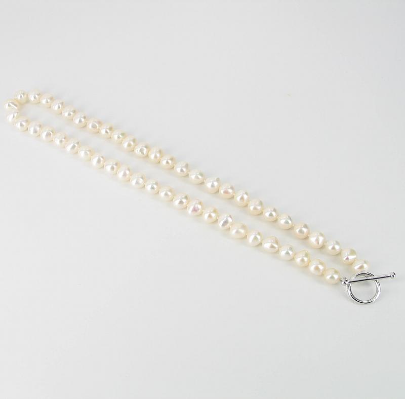 White Freshwater Baroque Pearl Necklace 8-9mm With Sterling Silver