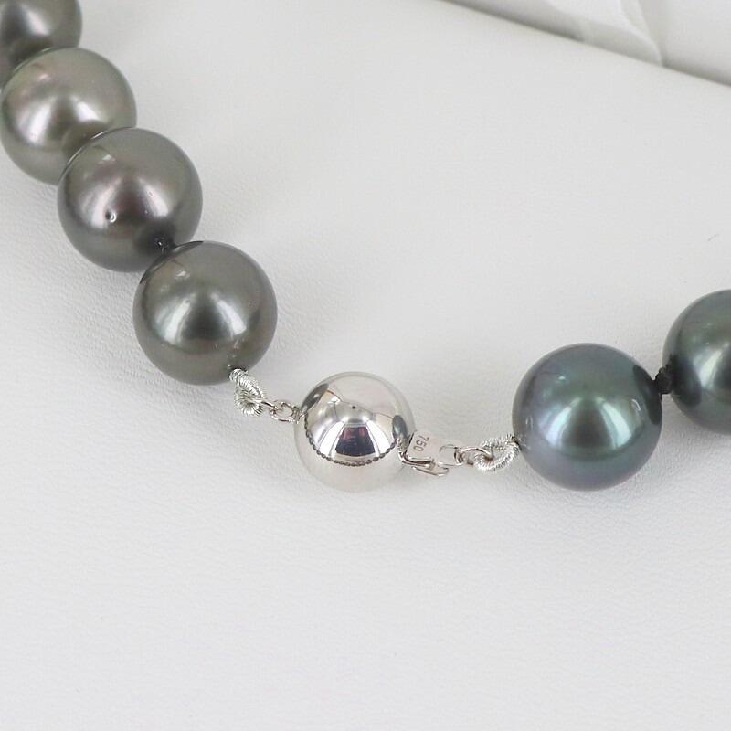 18-19 Tahitian Black Pearl Strand with White Gold Clasp - 8-11mm- Made in Hawaii