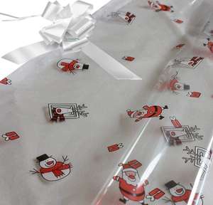 white hamper wrapping kit cellophane wrap santa