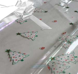 white hamper wrapping kit christmas trees cellophane wrap