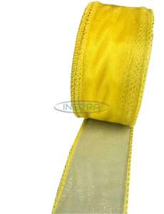 yellow wired edge organza ribbon