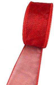 wired edge christmas organza ribbon red and white