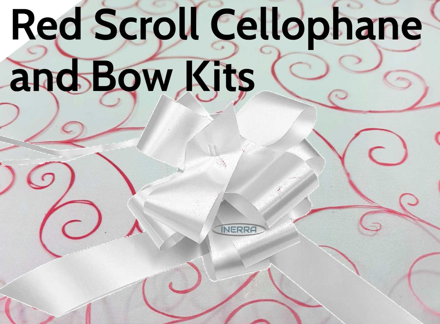red scroll cellophane wrap hamper christmas