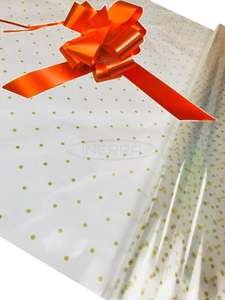 orange Hamper Cellophane and Large Aqua Bow for Wrapping Hampers