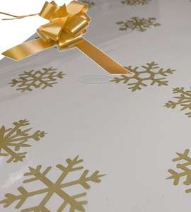 gold christmas cellophane wrap for hampers snowflakes bow