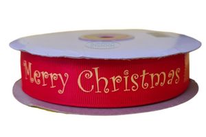 christmas gift wrapping ribbon red gold printed