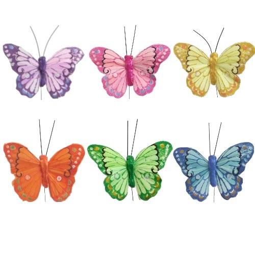 feather floral craft organza fabric wire wired butterfly butterflies