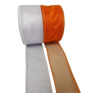 white and orange organza ribbon