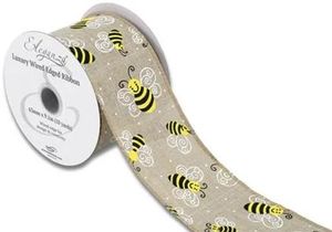 bee pattern design wired ribbon