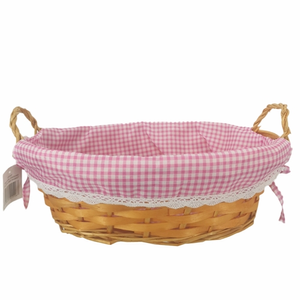 40cm round oval lined hamper basket tray christmas make own pink