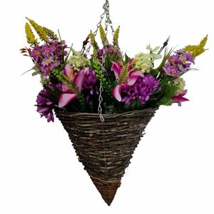 outdoor luxury hanging basket with artificial flowers
