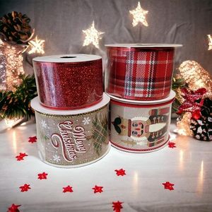 wired christmas ribbon pack of 3 rolls