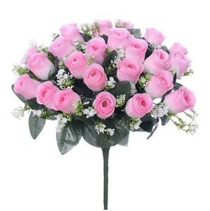 Artificial Flowers 41cm Pink Rosebud Bouquet 24 Heads