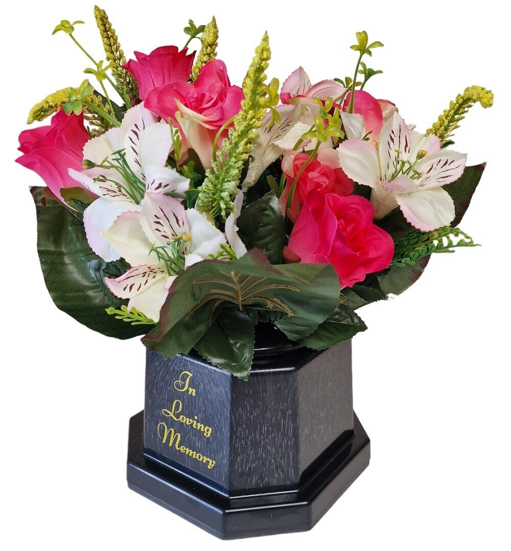 alstro and roses grave flower vase flowers