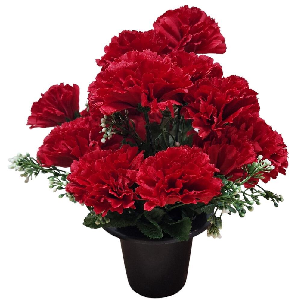 red carnation grave flower pot vase
