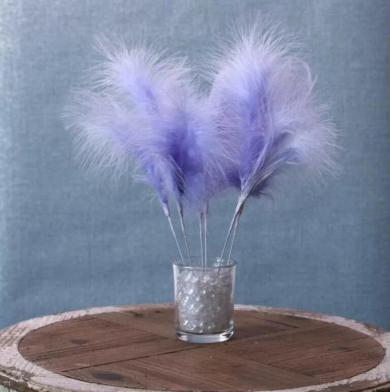 Artificial Feathers Fluff Feather Bunch 6 Stems Light Purple