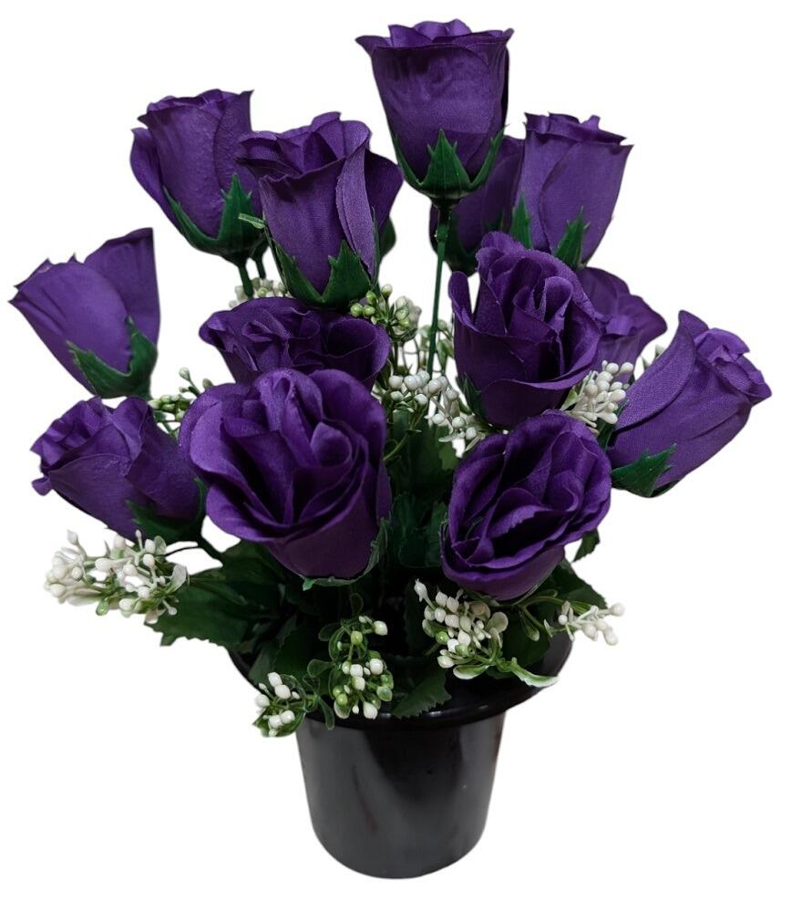 purple roses grave vase pot artificial flowers