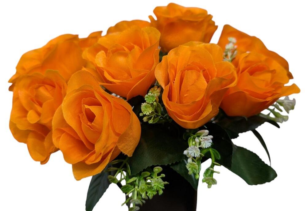 grave pot vase with orange roses artificial flowers