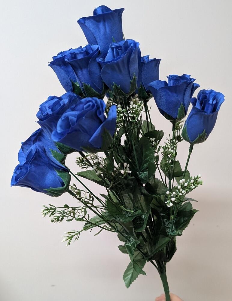 46cm Artificial Royal Blue Rosebud Bunch of flowers