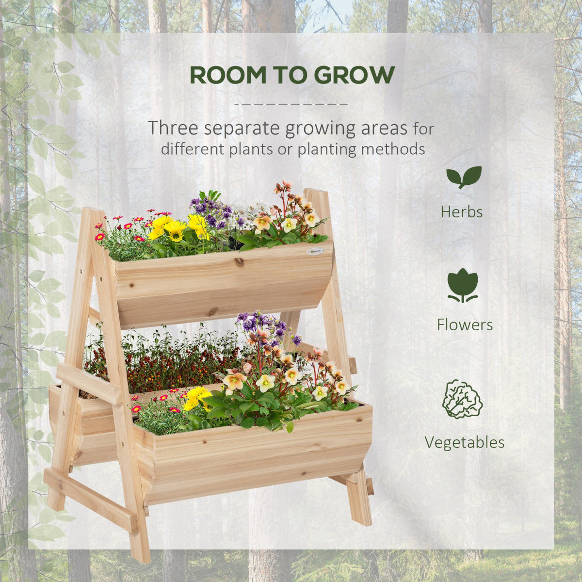 wood raised garden bed planter box with stand view 4
