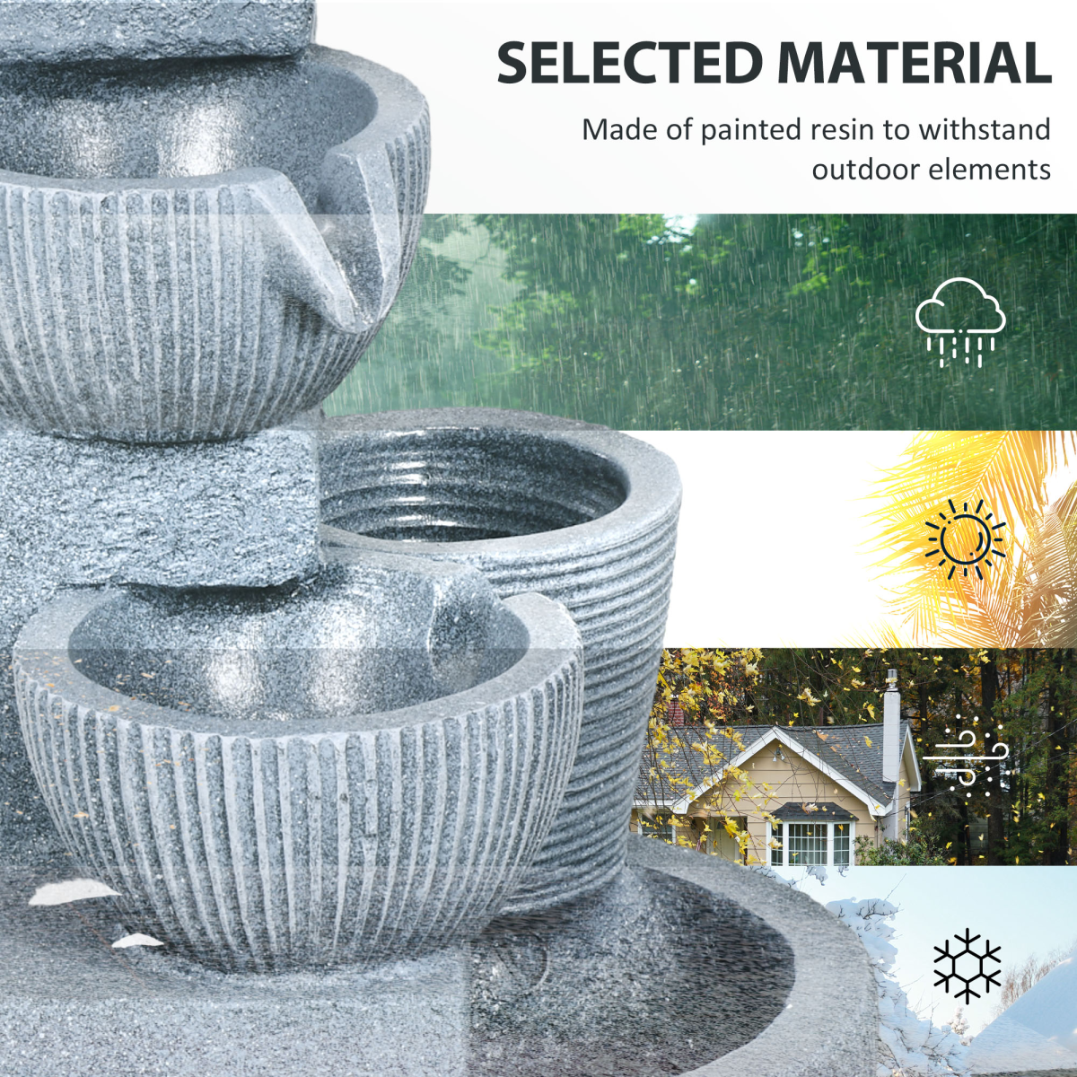 solar powered waterfall water feature for garden