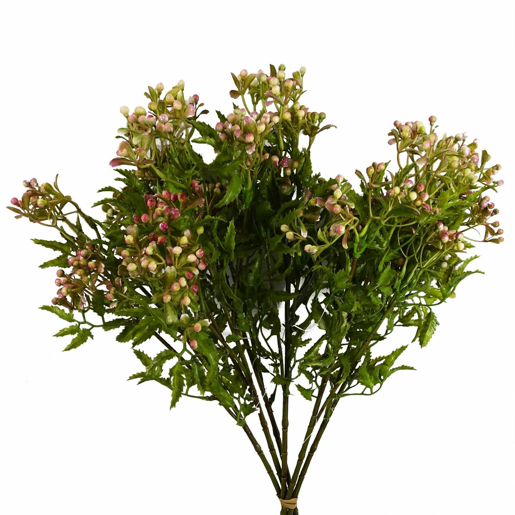 Artificial Foliage Stem with Pink Berries