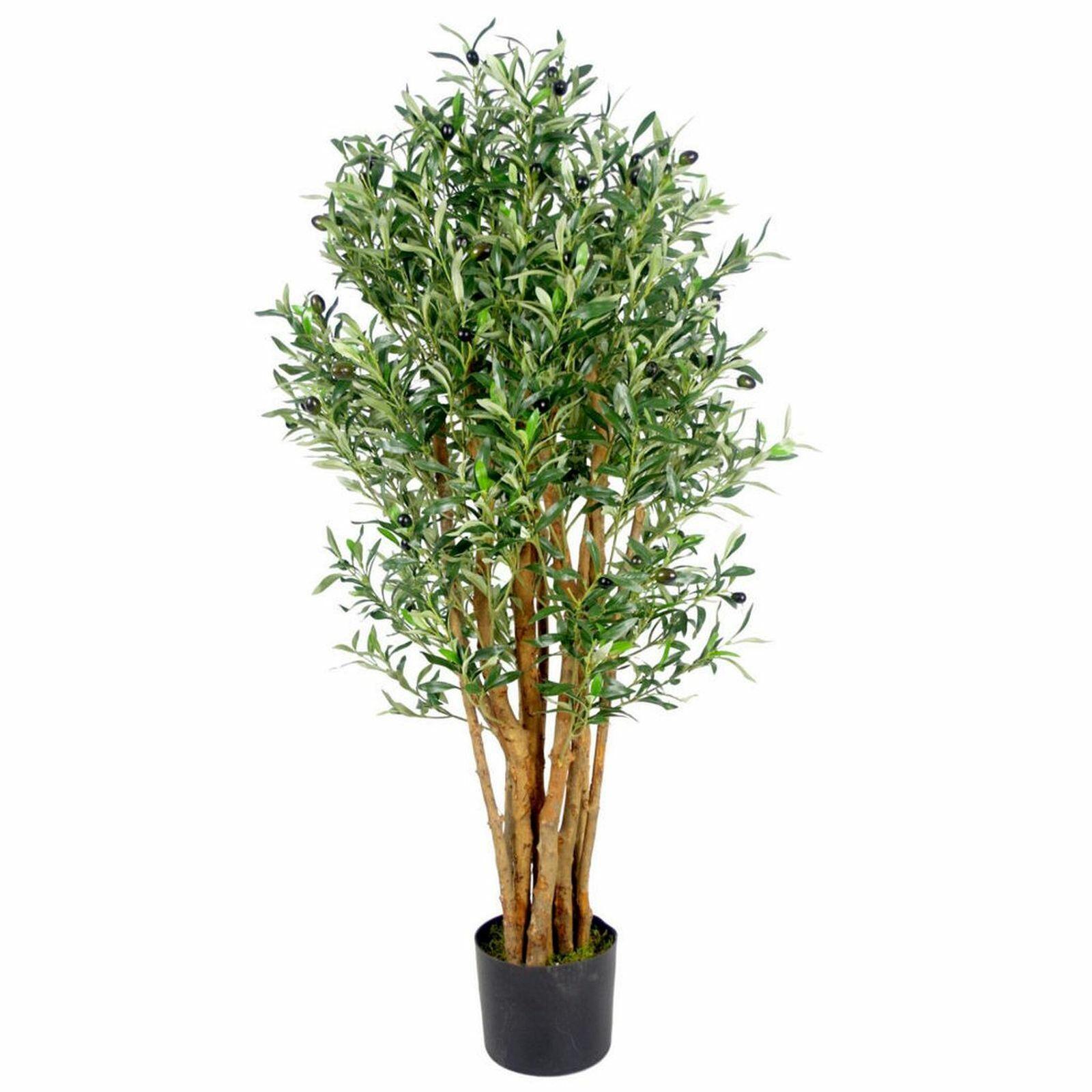 Realistic Artificial Olive Tree in Black Plastic Pot