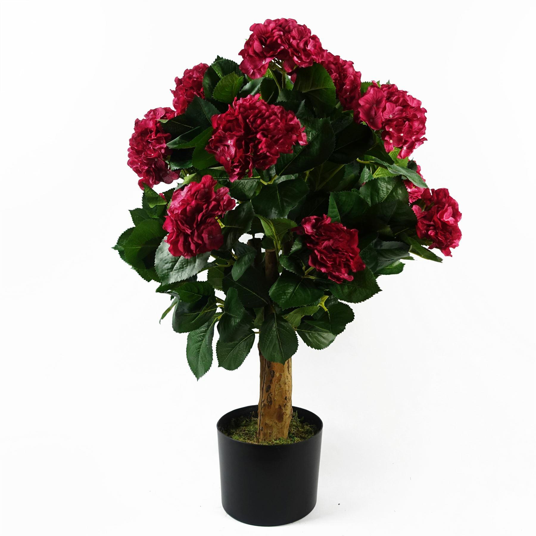Artificial Pink Bush Hydrangea Plant Potted