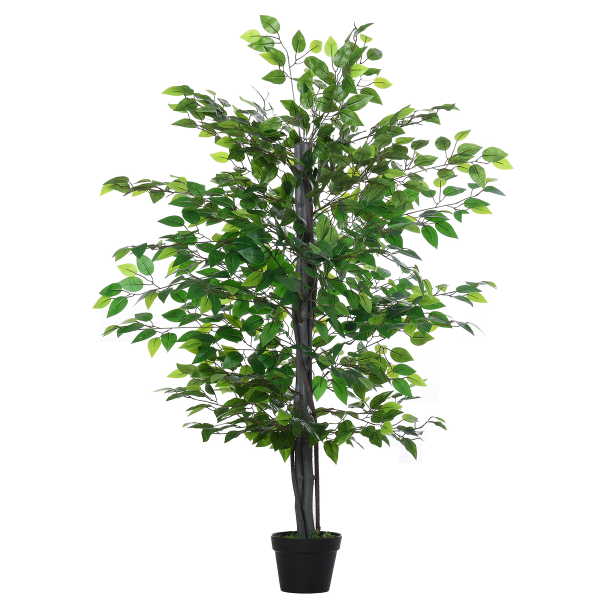 Artificial Banyan Plant Faux Decorative Tree Cement Pot Outsunny