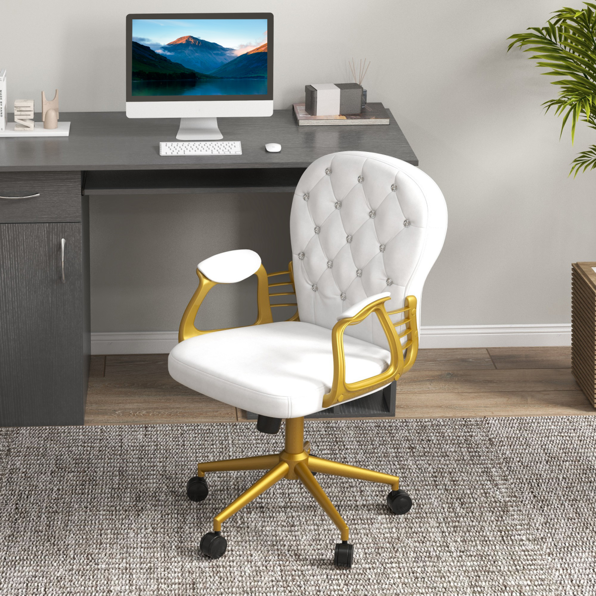Home Office Chair Button Tufted Desk Chair with Swivel Wheels