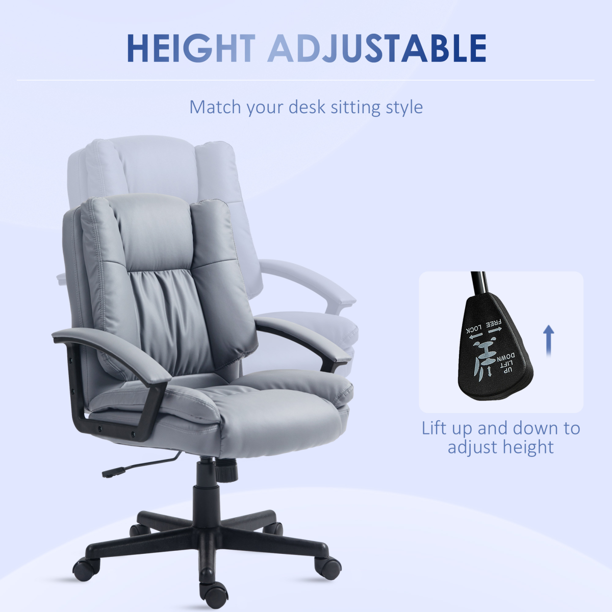 Faux Leather Home Office Chair Light Grey