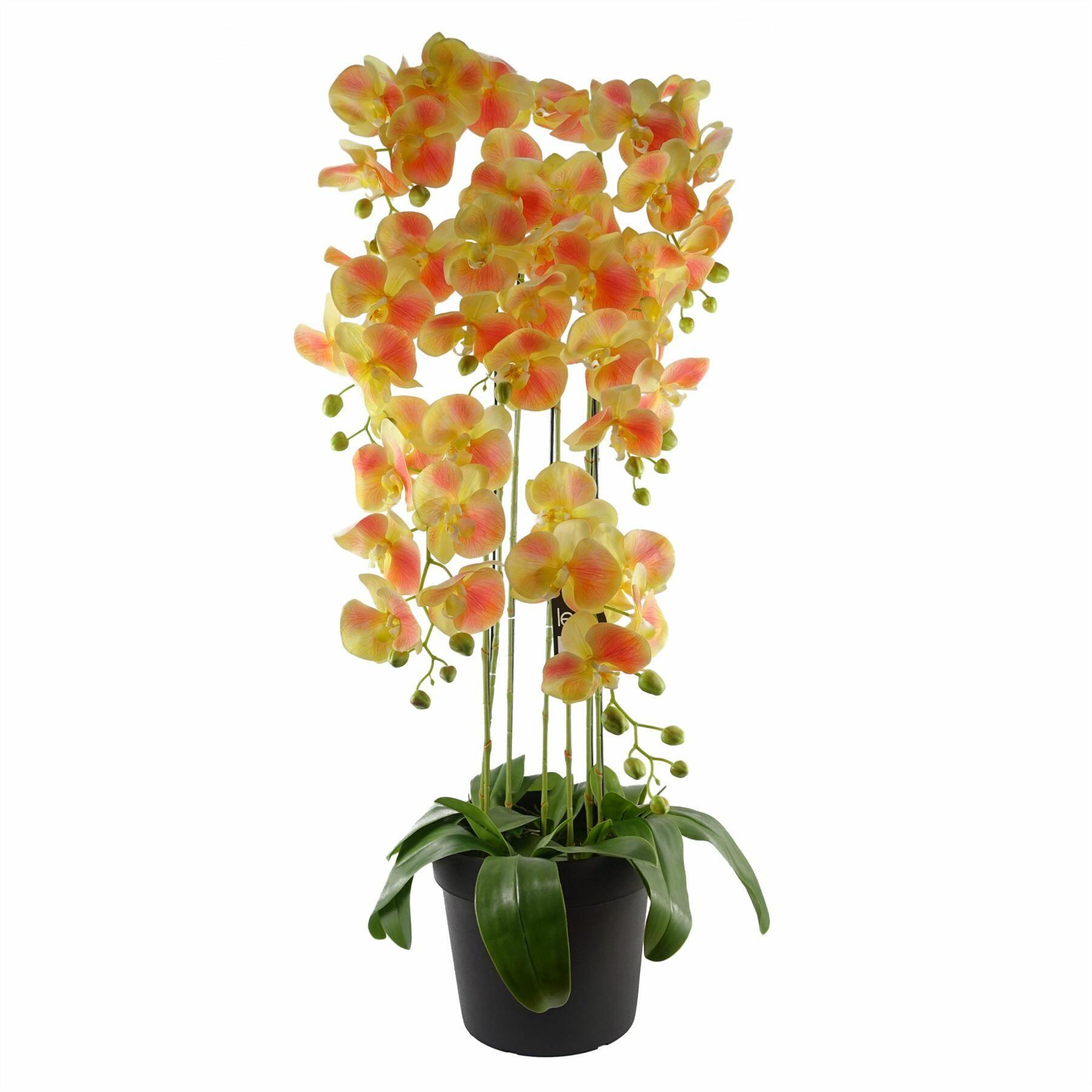 110cm Large Yellow Peach Orchid Plant Artificial
