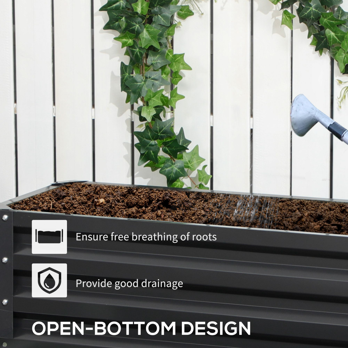 Galvanised Raised Garden Bed Planter Box Dark Grey