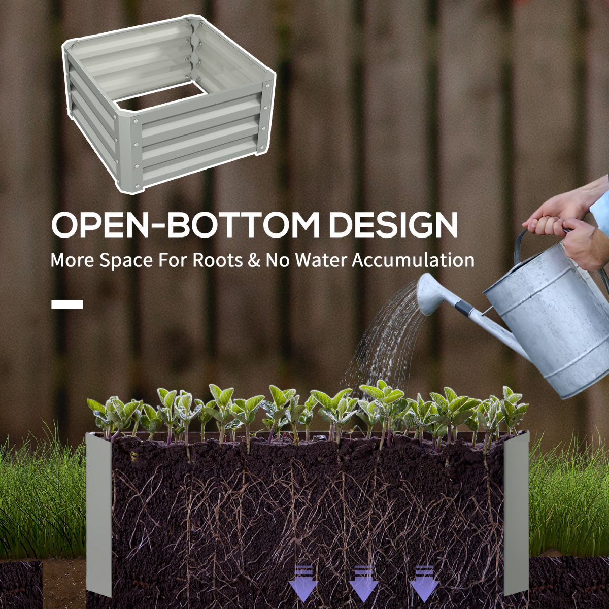 Set of 2 Raised Garden Bed Galvanised Planter Box