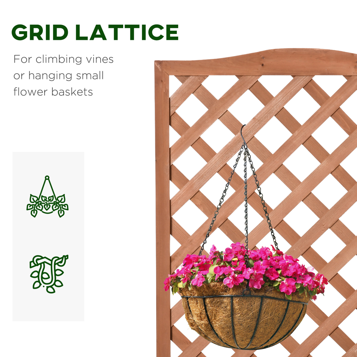 Garden Wooden Planter Box with Trellis