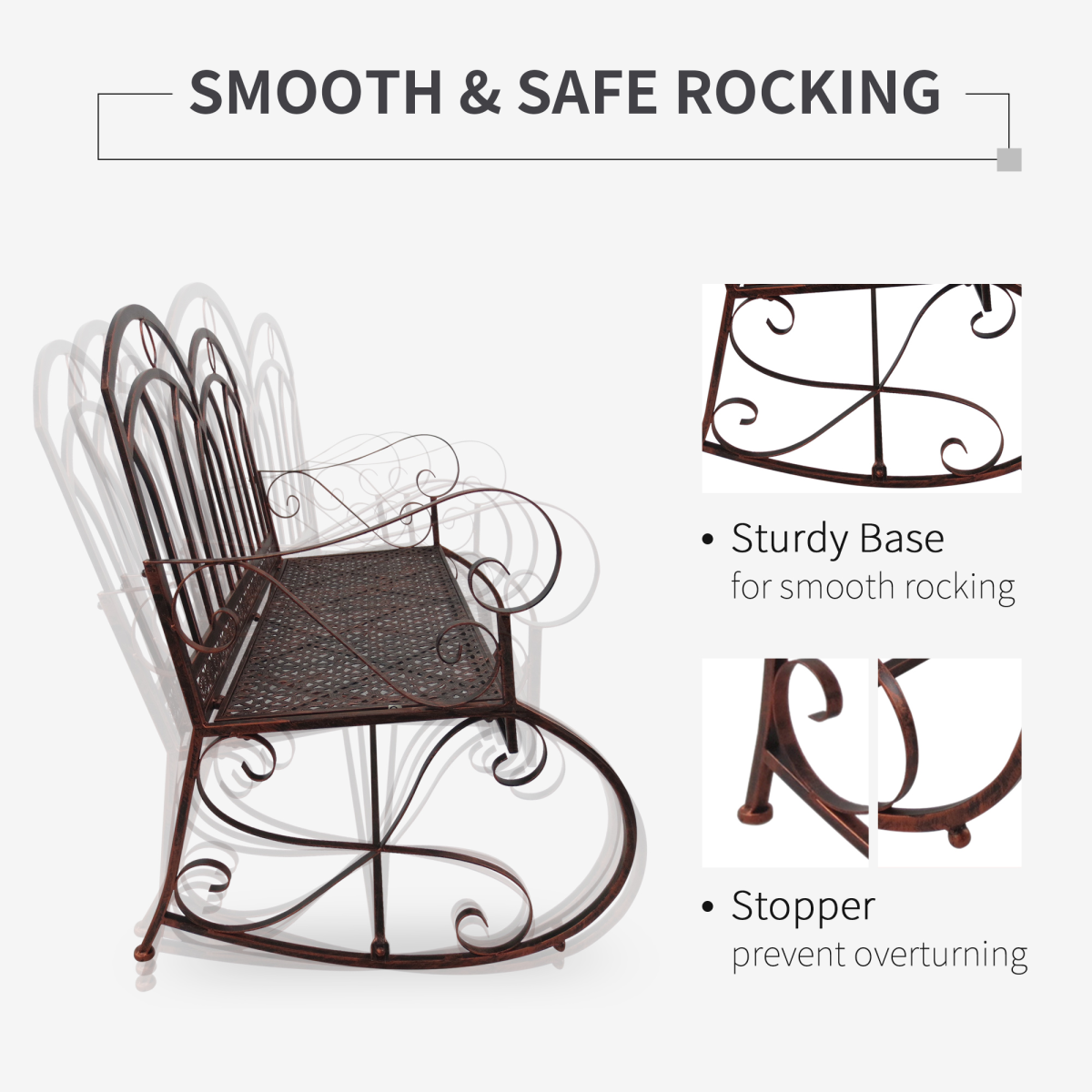 Rocking Chair Swing Bench - Metal Bronze Garden