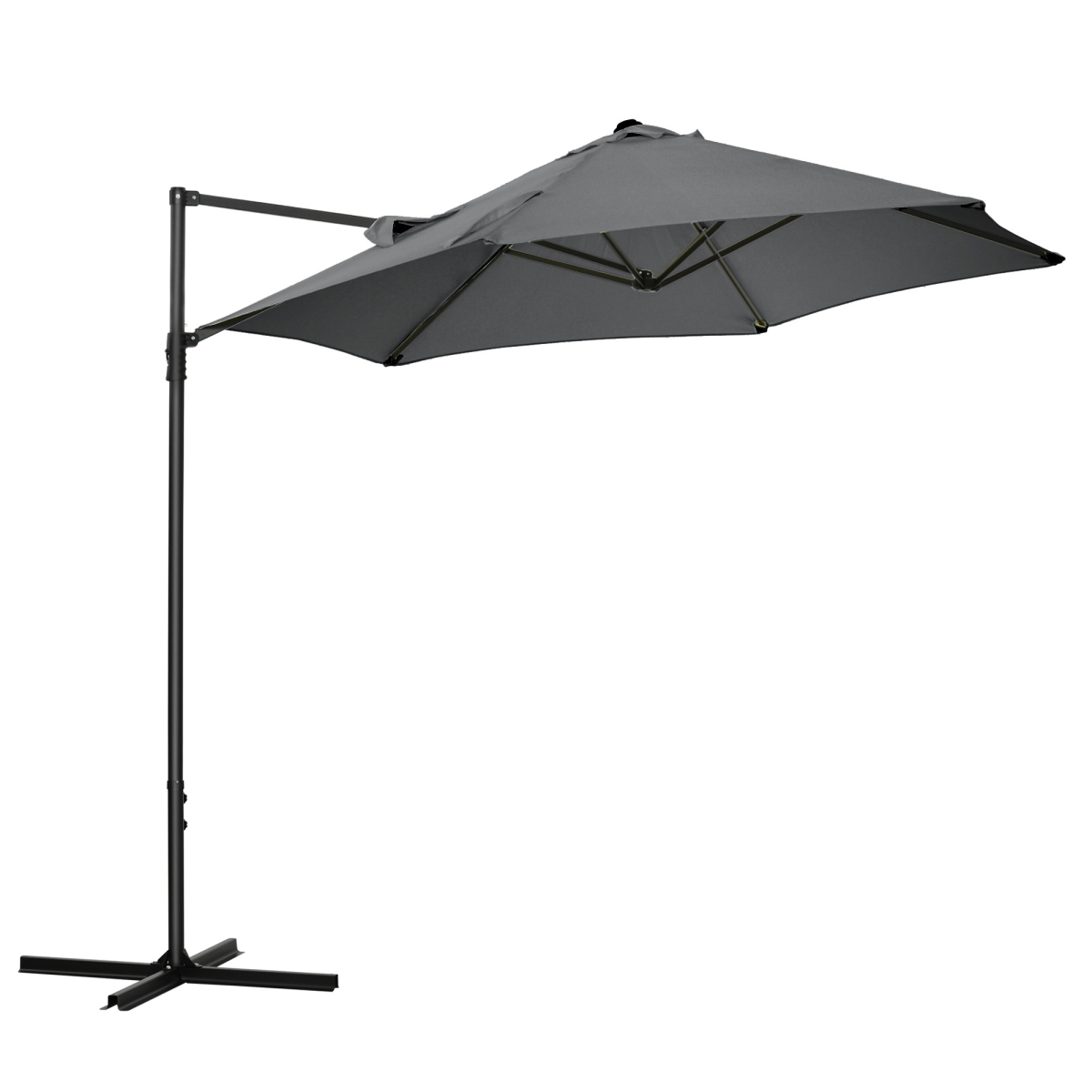 2.5m Garden Cantilever Parasol 360 and Cross Base, Dark Grey