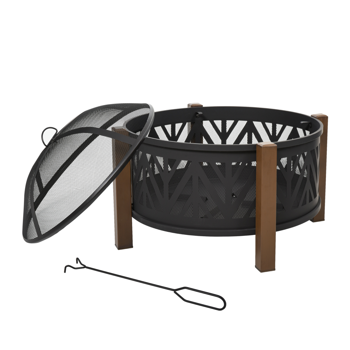2-in-1 Outdoor Fire Pit Bowl with BBQ Grill Grate