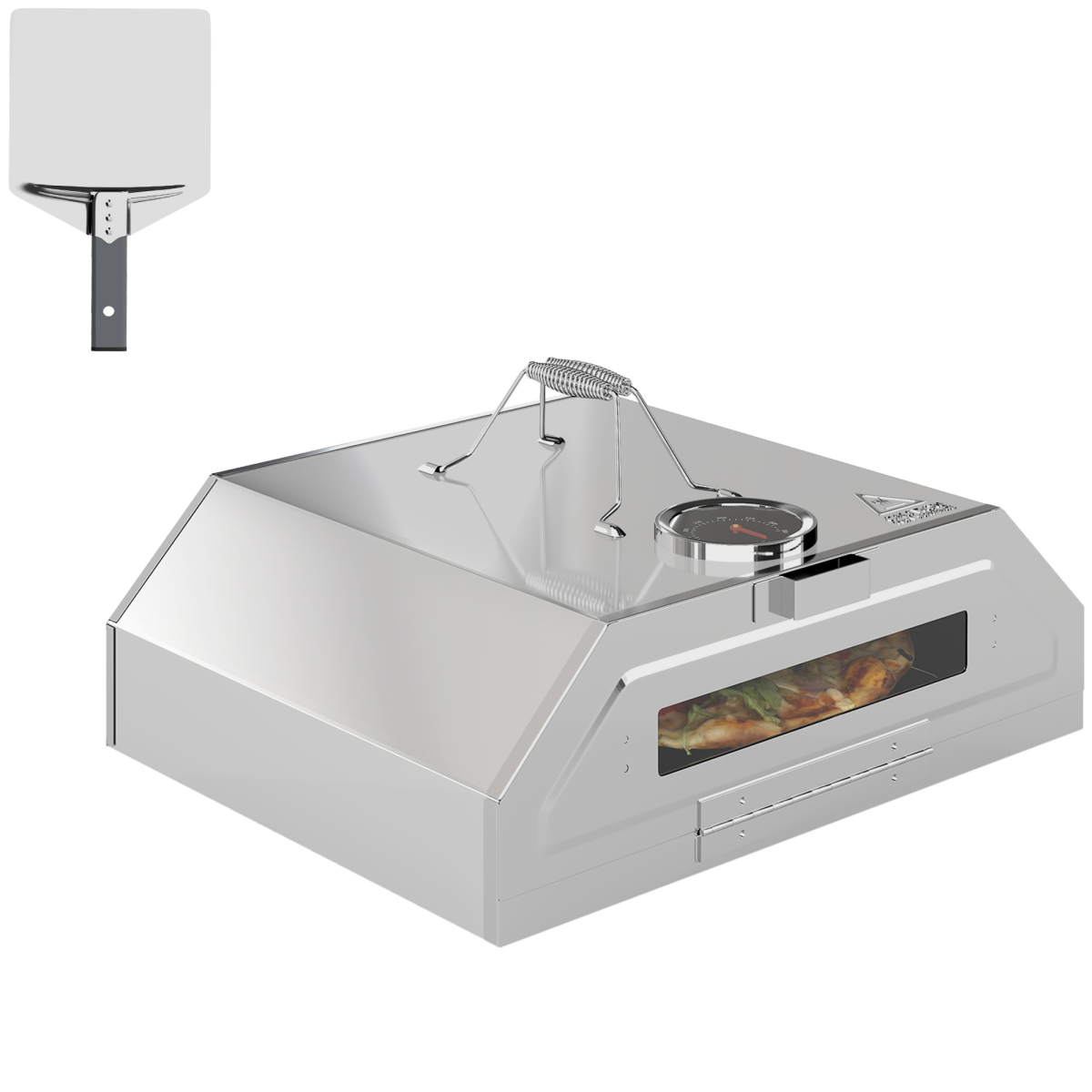 Outdoor BBQ Pizza Oven with Thermometer