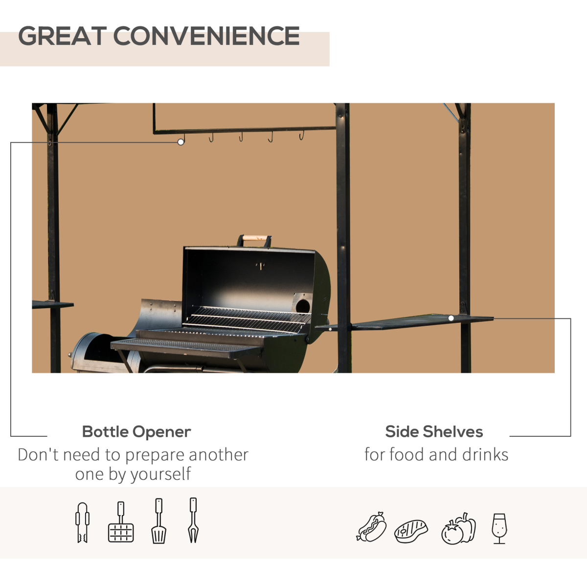 BBQ Awning Shelter Garden Patio Black