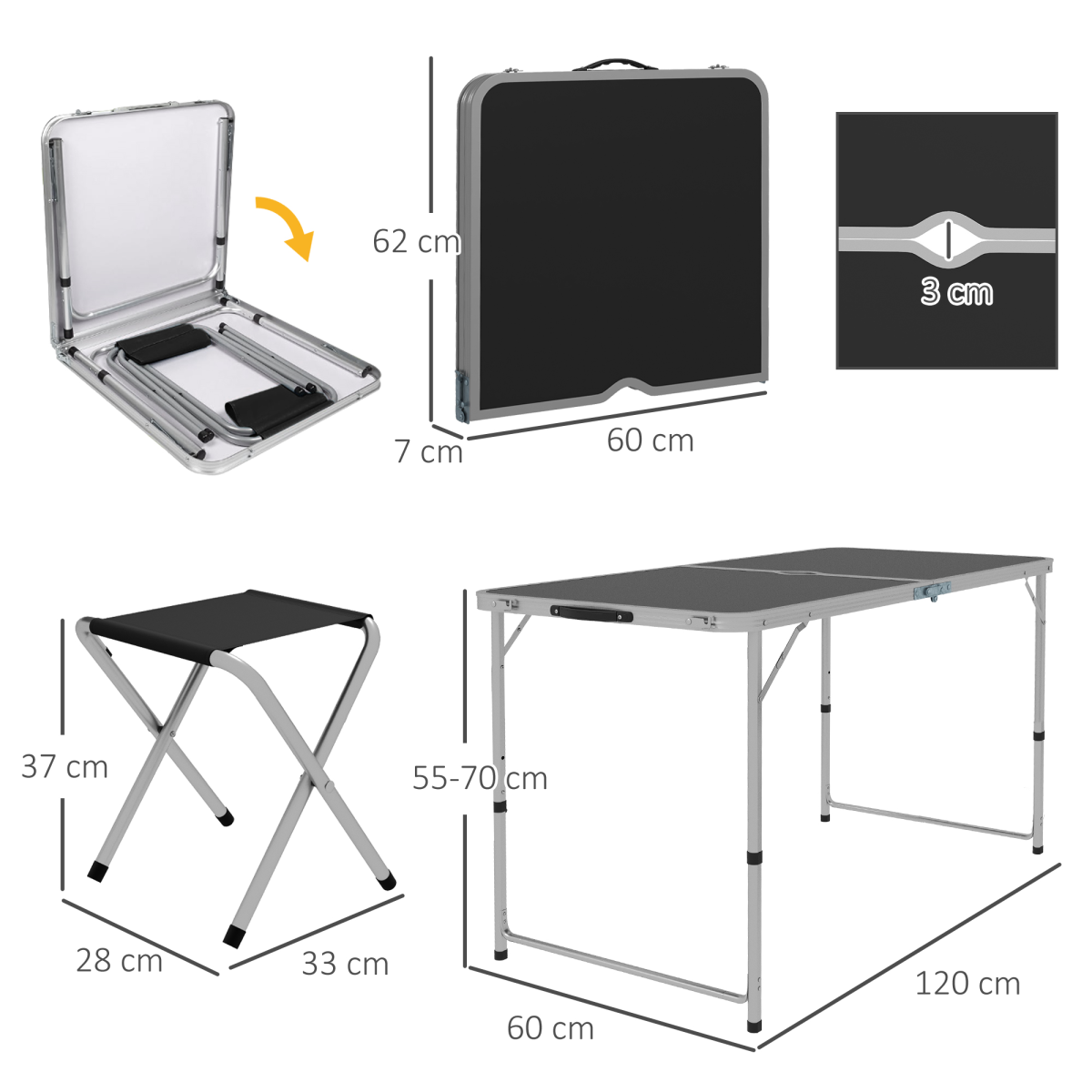 Camping Table and Chairs Outdoor Indoor
