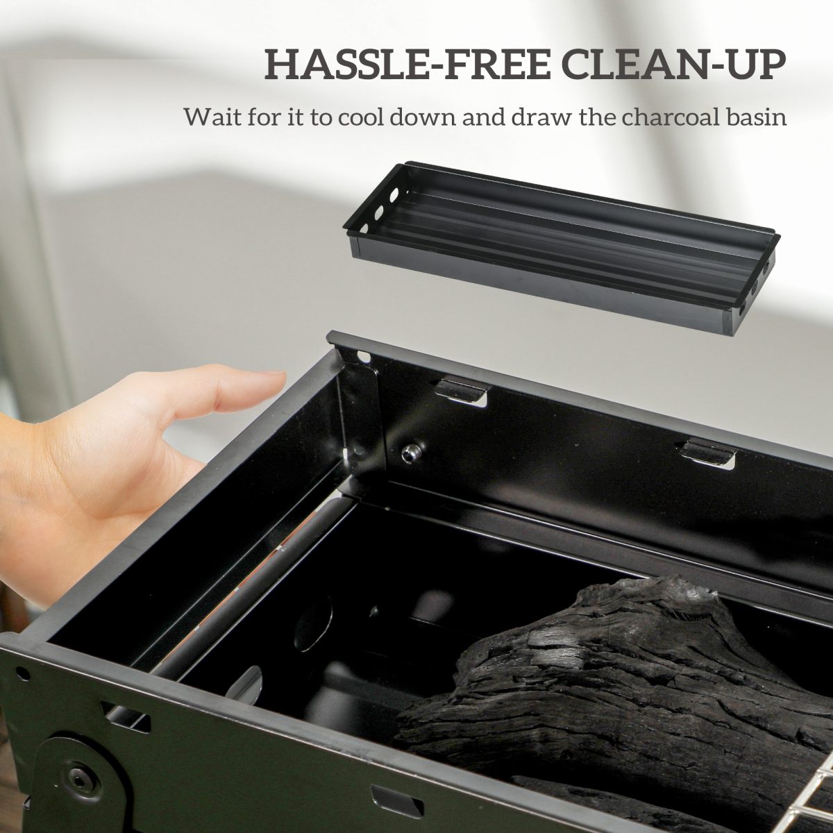 Portable Charcoal Grill with Pull-Out Basin