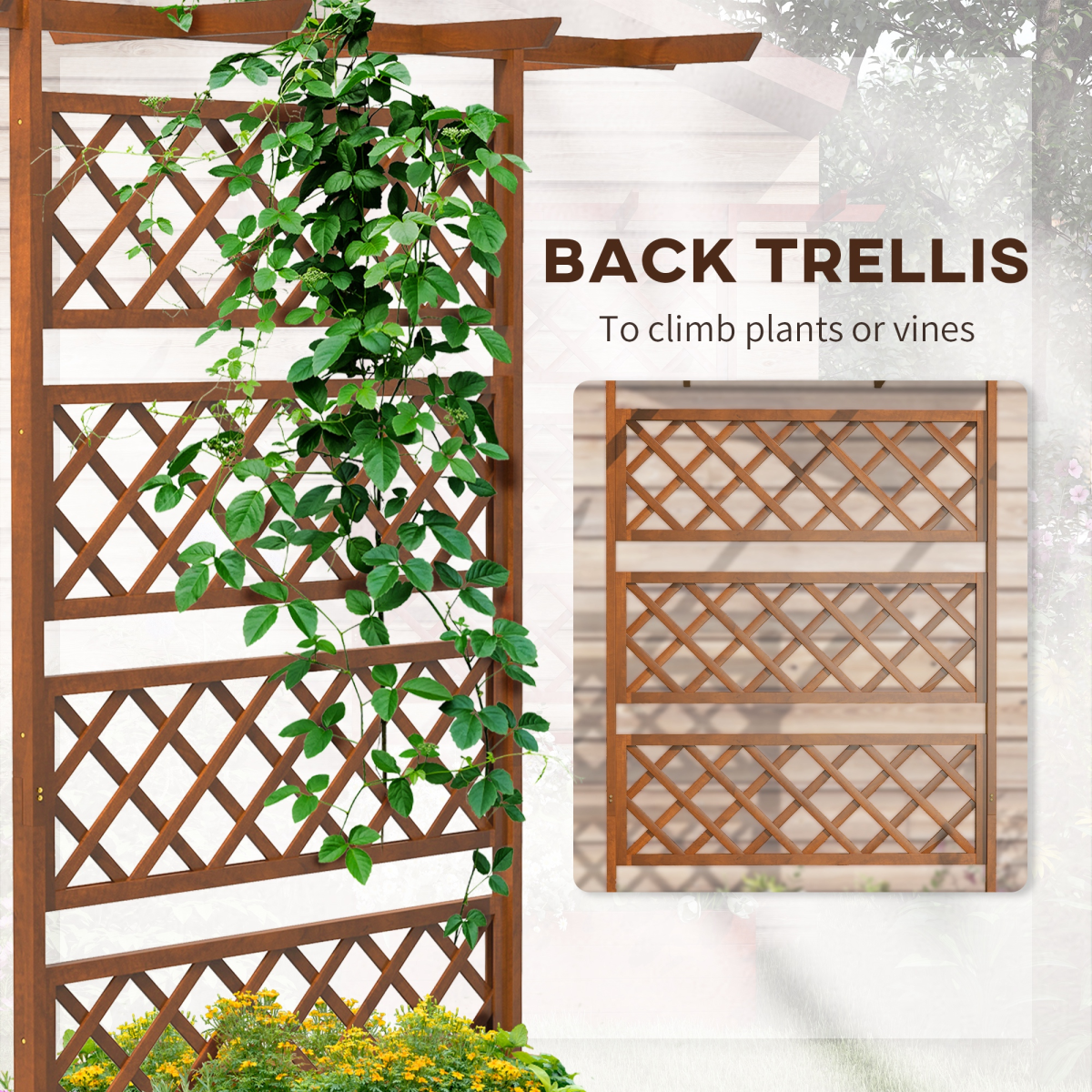 Wooden Trellis Planter, Raised Garden Bed for Climbing Plants