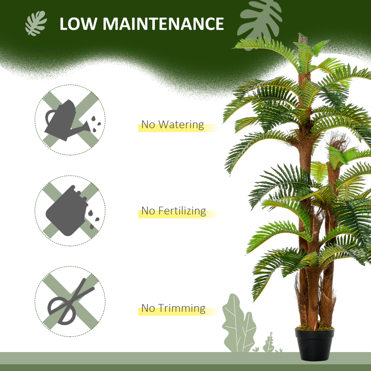 Artificial Fern Tree 36 Leaves with Nursery Pot, Fake Plant 150cm