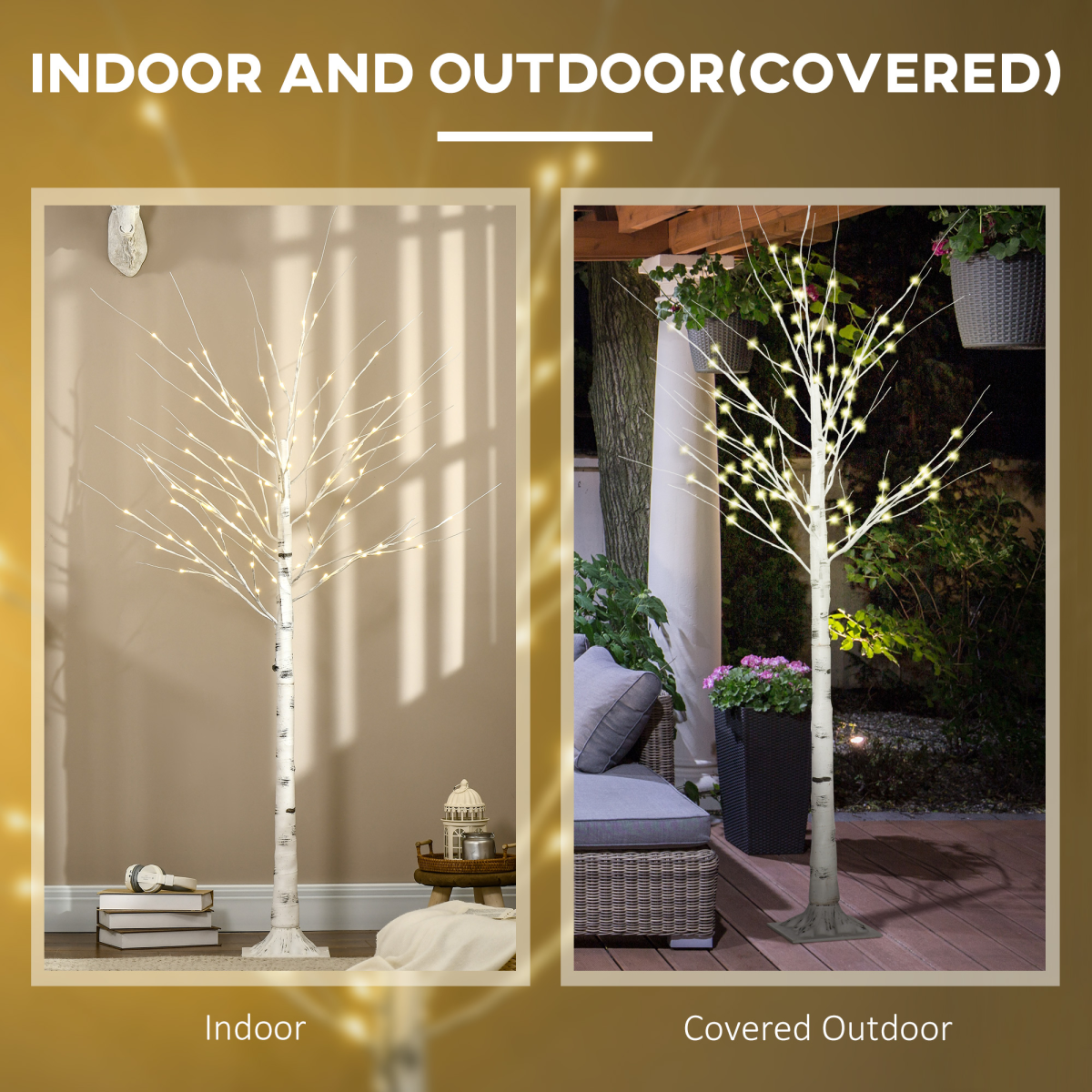 6ft Artificial White Birch Tree - 96 Warm White Pre-Lit