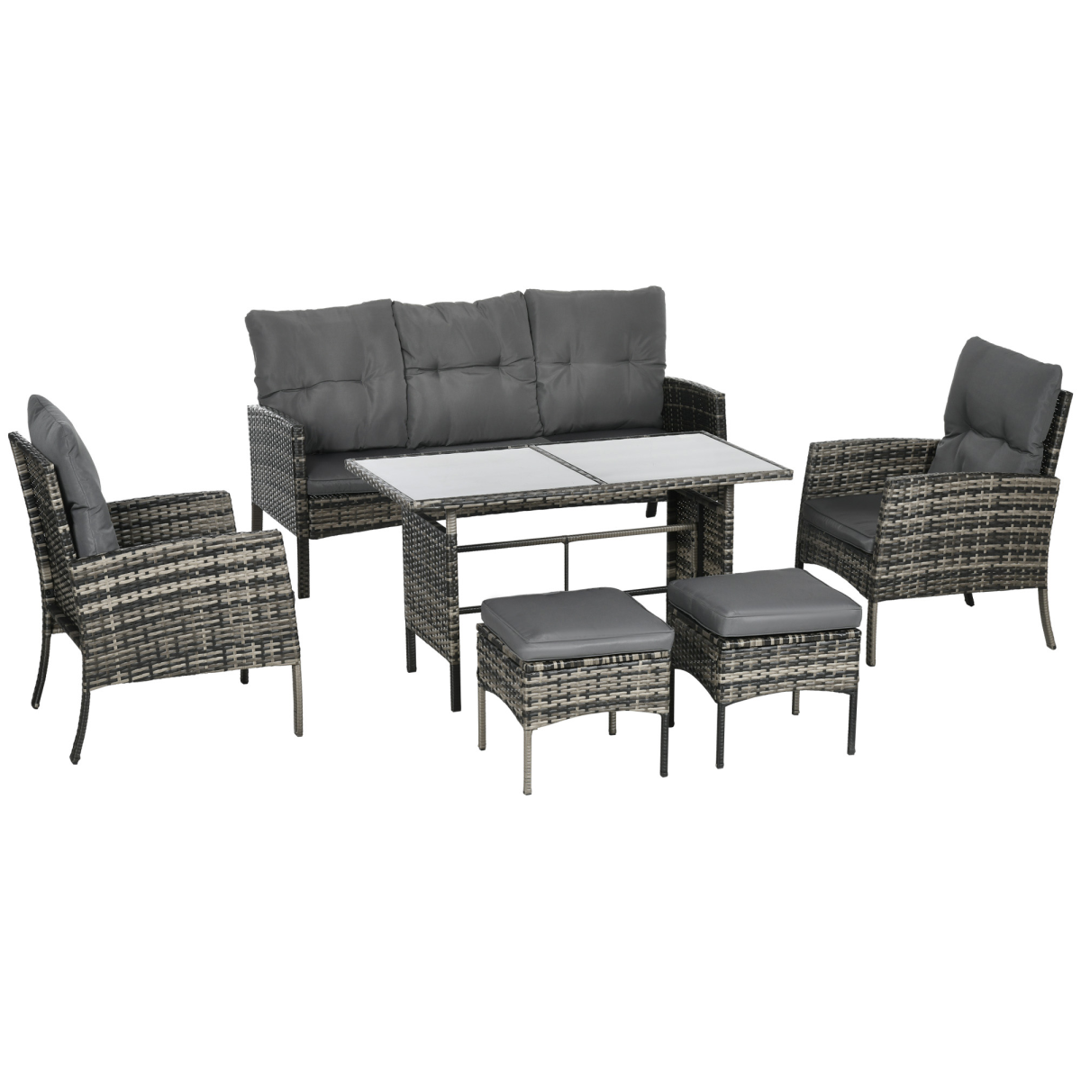 outsunny rattan garden furniture sofa set, 2 armchairs