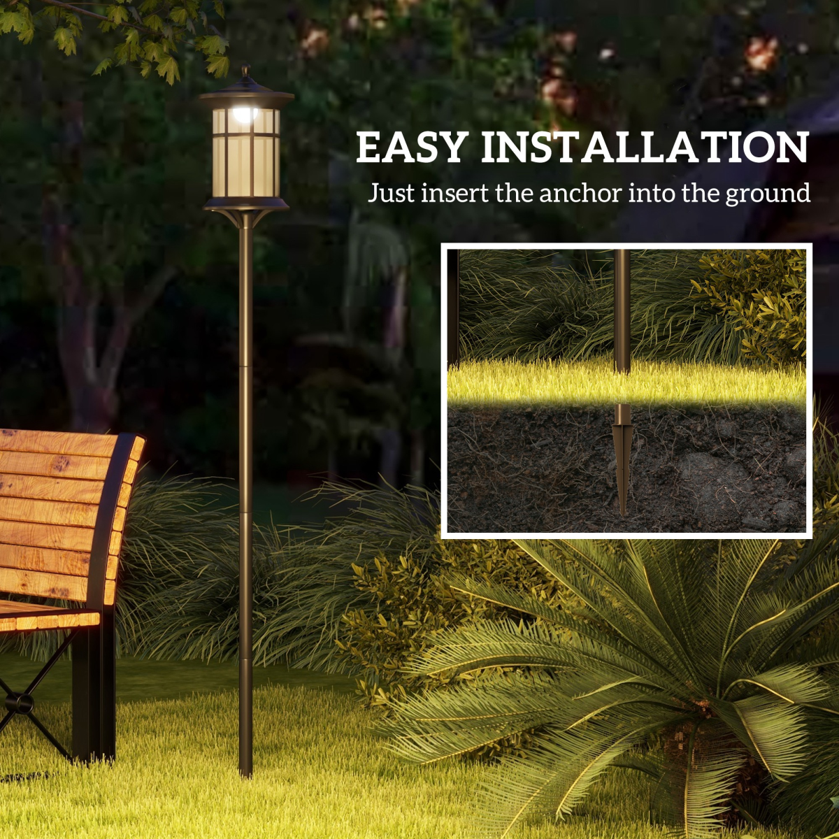 Outsunny LED Outdoor Solar Post Lights