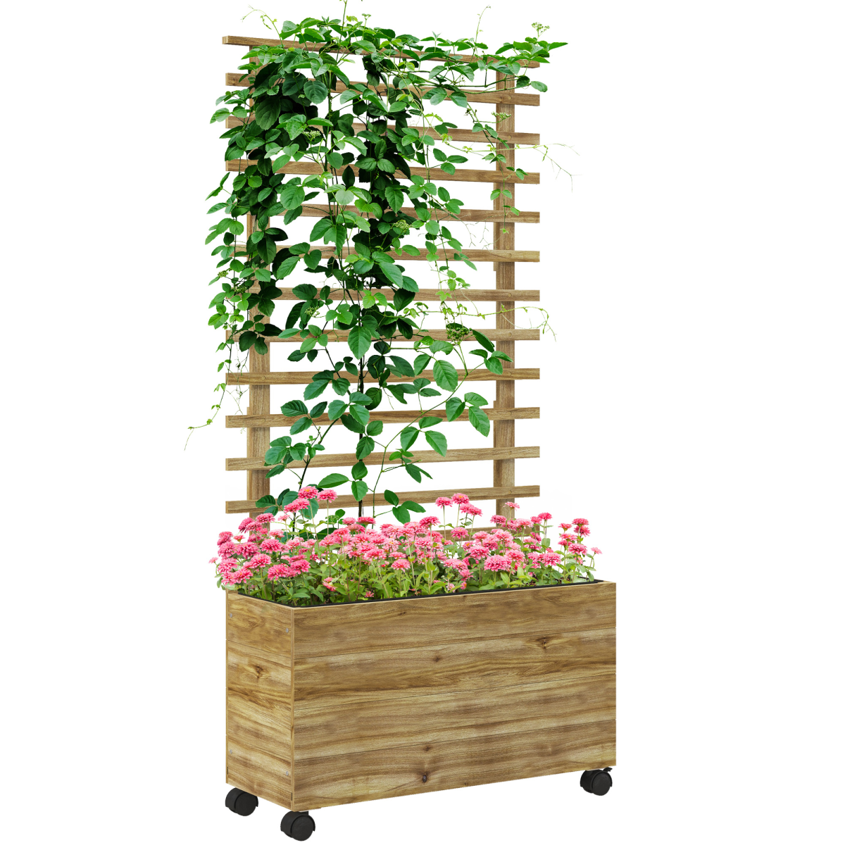 outsunny garden wooden trellis planter box raised bed