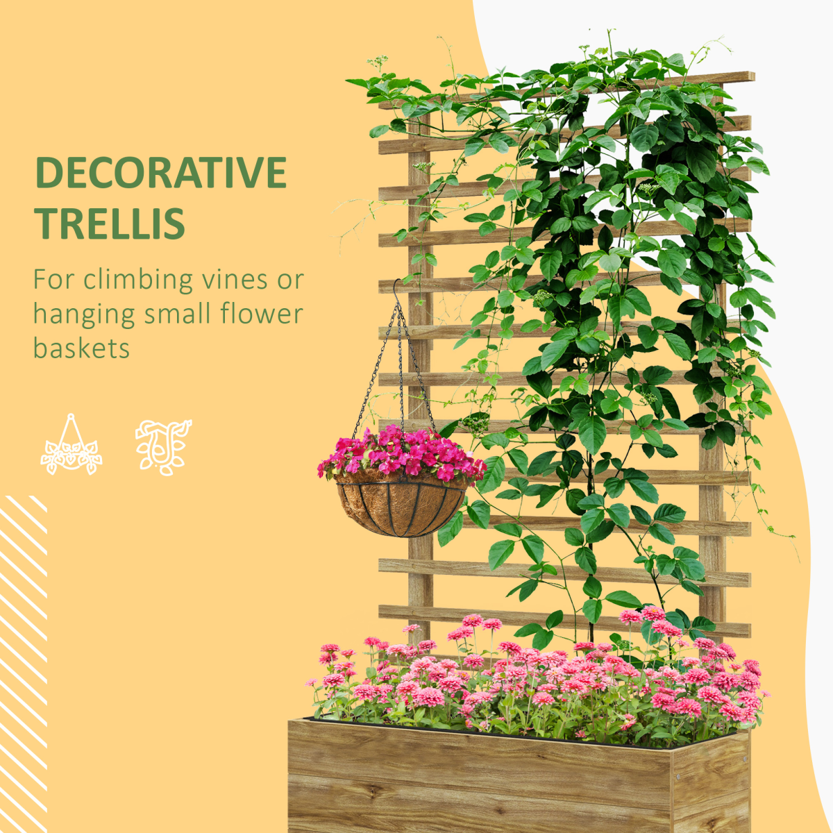 outsunny garden wooden trellis planter box raised bed
